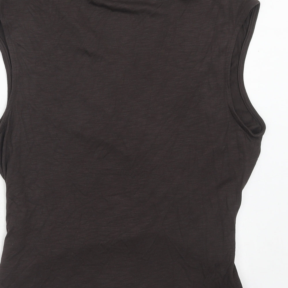Marks and Spencer Womens Brown Modal Basic Tank Size 16 V-Neck