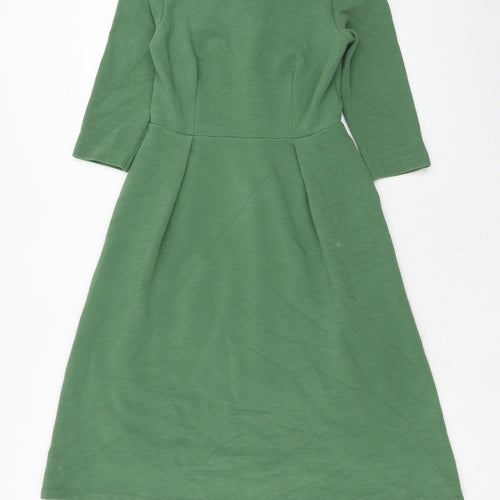 Boden Womens Green Cotton Fit & Flare Size 8 Collared Zip