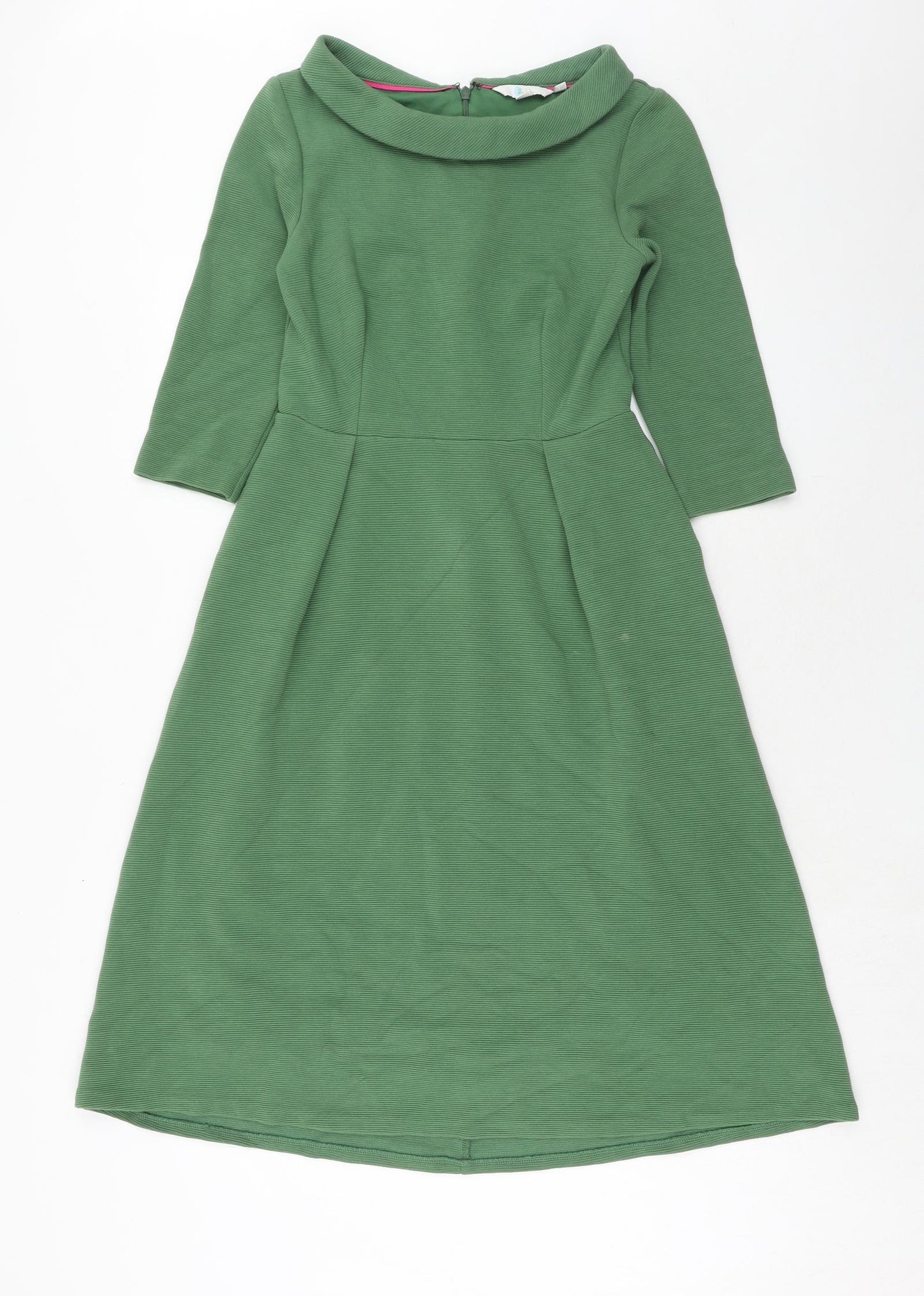 Boden Womens Green Cotton Fit & Flare Size 8 Collared Zip