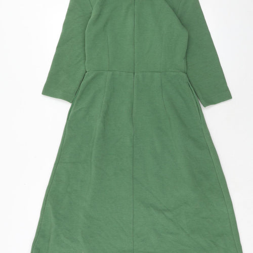 Boden Womens Green Cotton Fit & Flare Size 8 Collared Zip