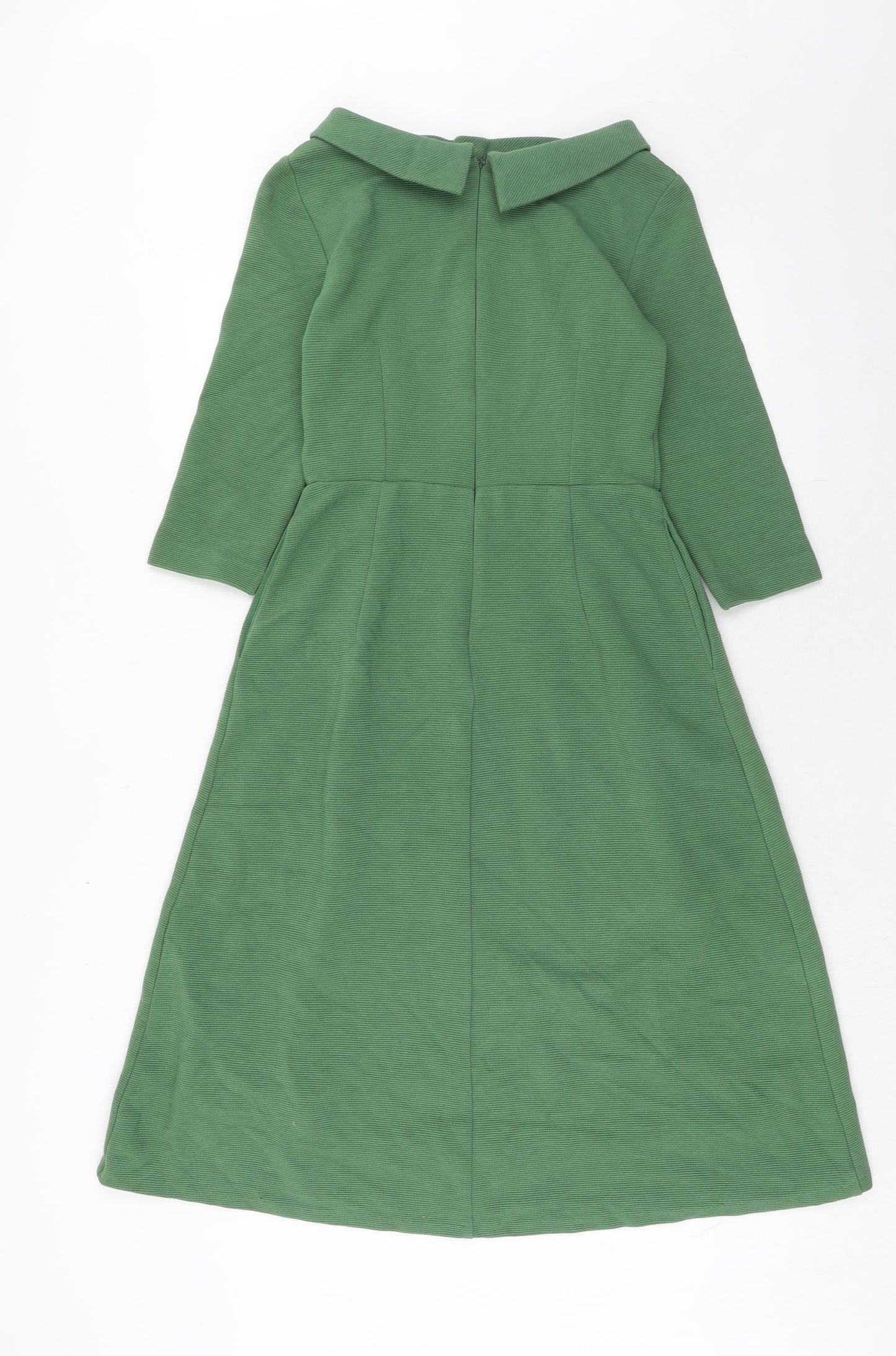 Boden Womens Green Cotton Fit & Flare Size 8 Collared Zip