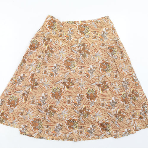 Mexx Womens Orange Geometric Cotton Swing Skirt Size 8 Zip