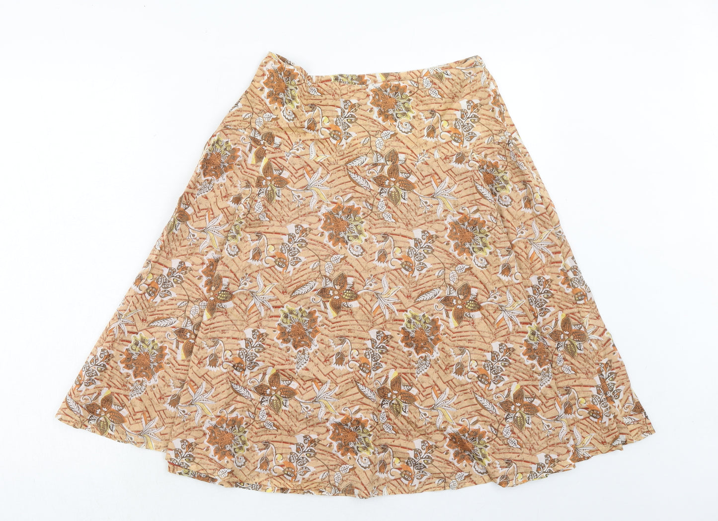 Mexx Womens Orange Geometric Cotton Swing Skirt Size 8 Zip