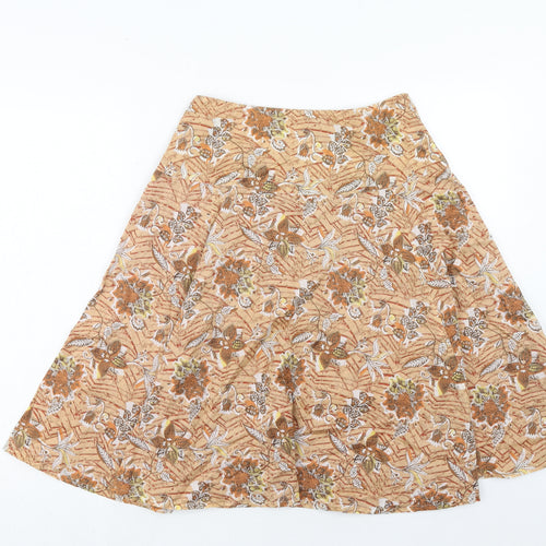 Mexx Womens Orange Geometric Cotton Swing Skirt Size 8 Zip