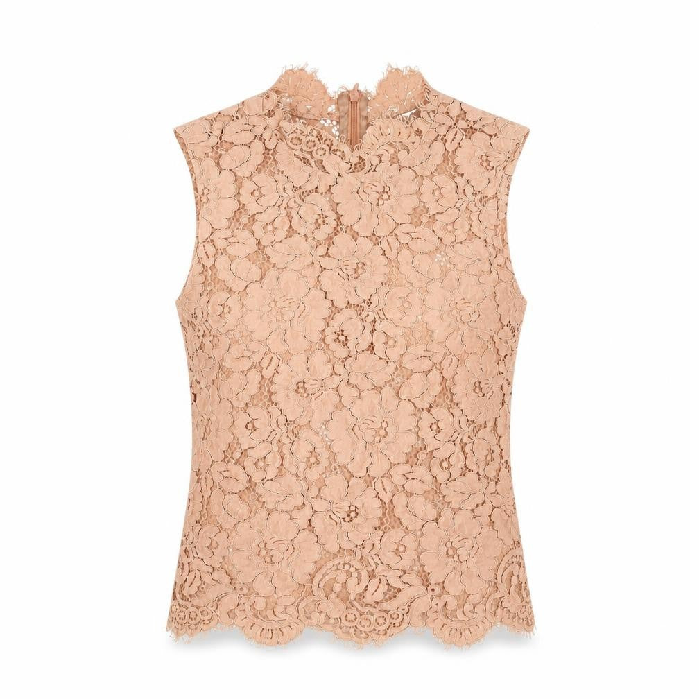 Front view of Ivy & Oak women’s orange cotton basic blouse, size UK 8, mock neck