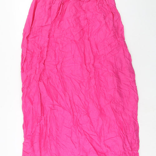 H&M Womens Pink Linen Slip Dress Size M Square Neck Pullover