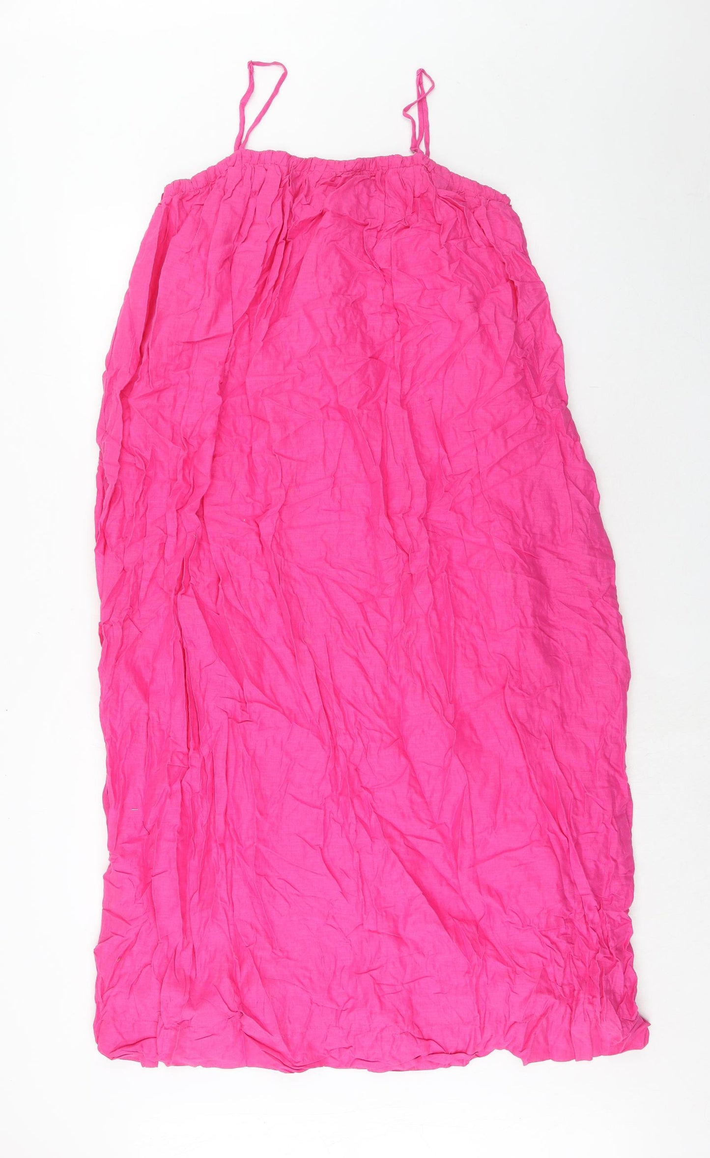 H&M Womens Pink Linen Slip Dress Size M Square Neck Pullover