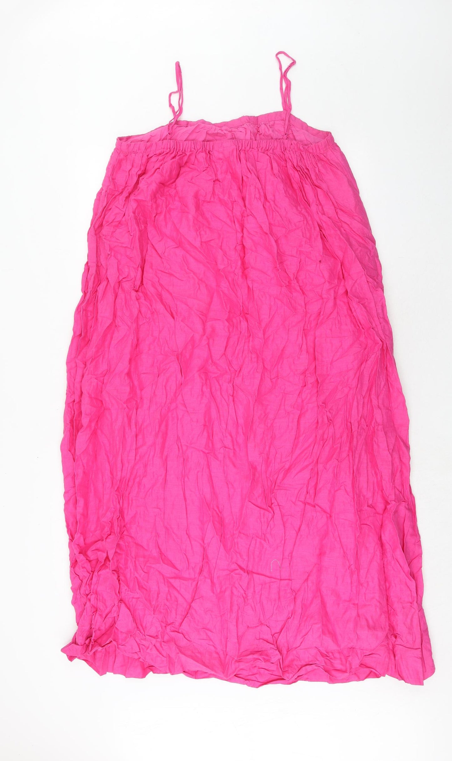 H&M Womens Pink Linen Slip Dress Size M Square Neck Pullover
