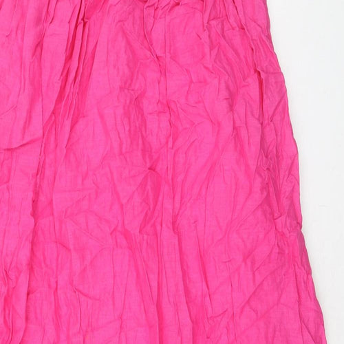 H&M Womens Pink Linen Slip Dress Size M Square Neck Pullover