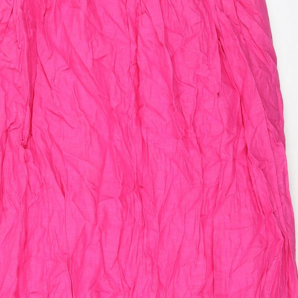 H&M Womens Pink Linen Slip Dress Size M Square Neck Pullover