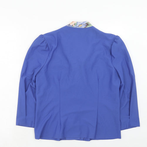 Hamells Womens Blue Floral Jacket Blazer Size 14 Button