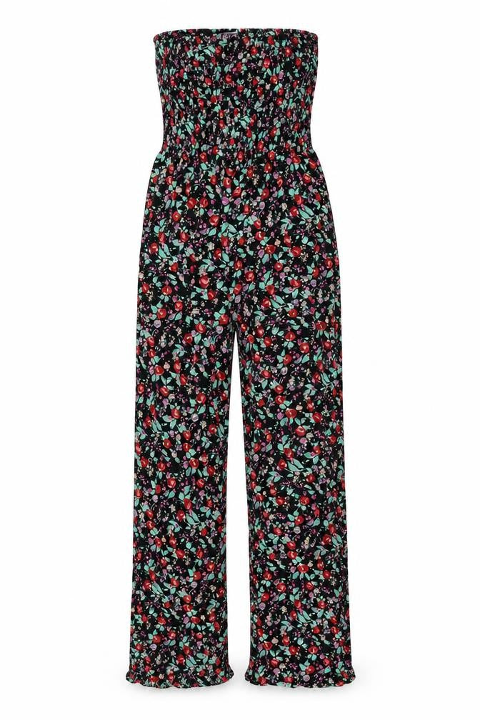 Front view of Red Chilli women’s multicoloured floral viscose jumpsuit one-piece, size UK 8, pullover