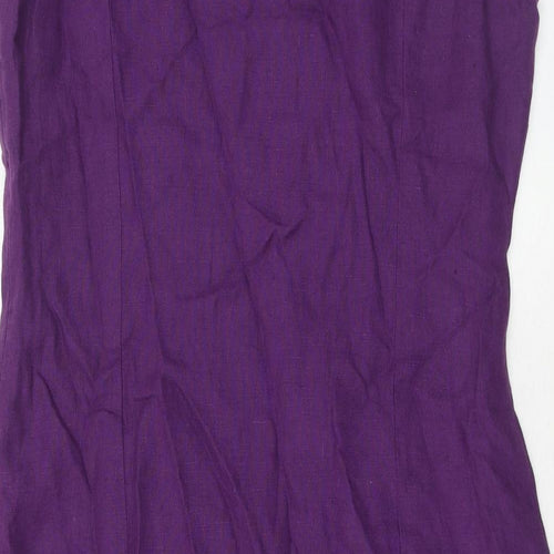 Per Una Womens Purple Linen A-Line Size 16 Round Neck Zip