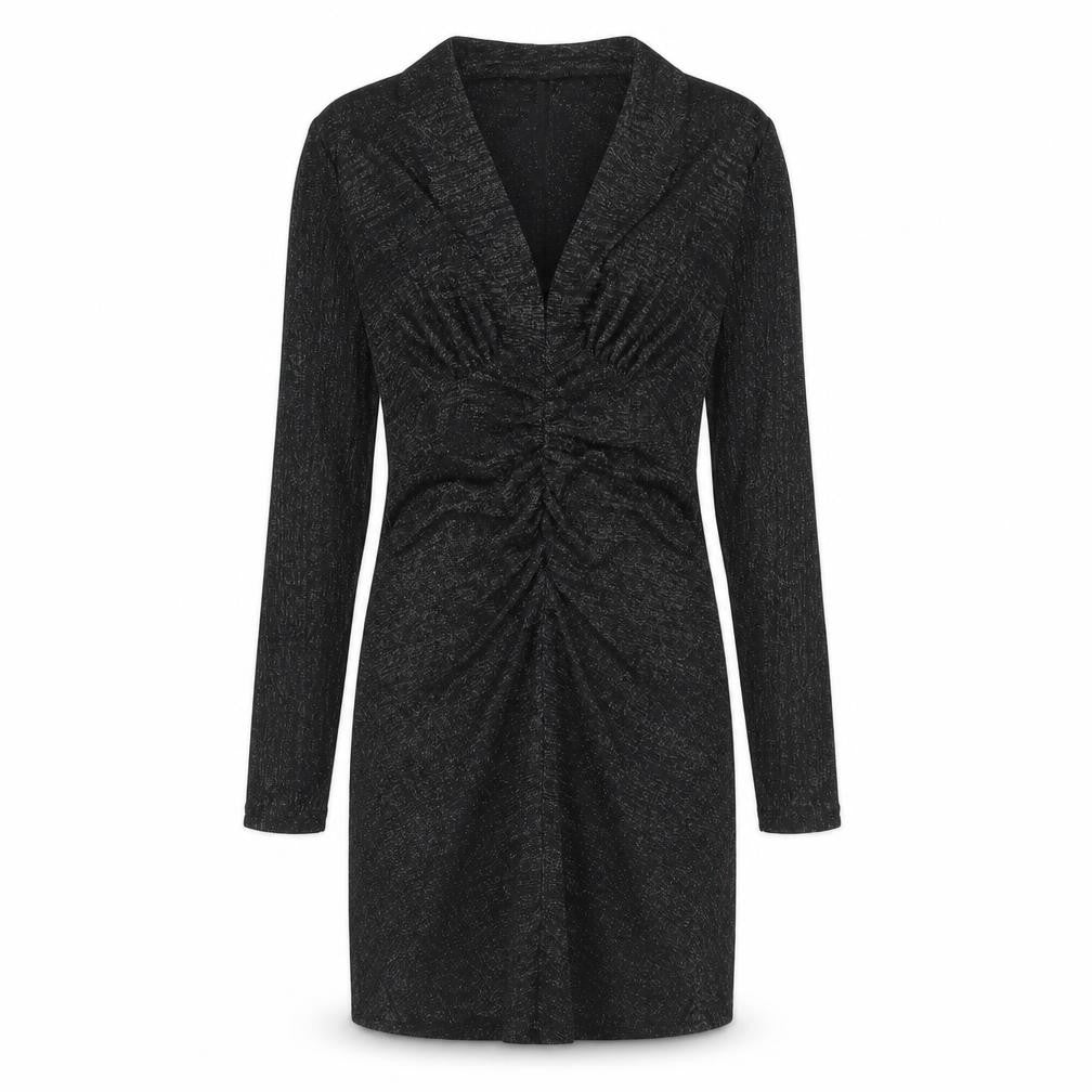 Front view of H&M women’s black polyamide a-line, size S, v-neck pullover