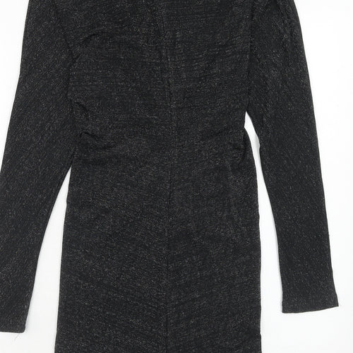 H&M Womens Black Polyamide A-Line Size S V-Neck Pullover