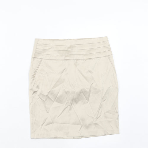 FOREVER 21 Womens Beige Cotton A-Line Skirt Size S Zip