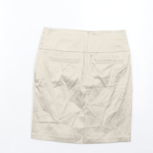 FOREVER 21 Womens Beige Cotton A-Line Skirt Size S Zip