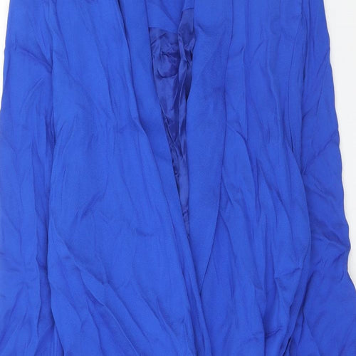Zara Womens Blue Polyester Wrap Dress Size M V-Neck Tie