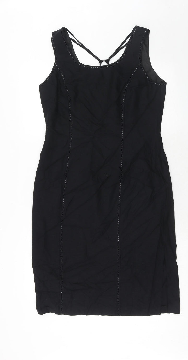 Lakeland Womens Black Viscose A-Line Size 14 Round Neck Zip