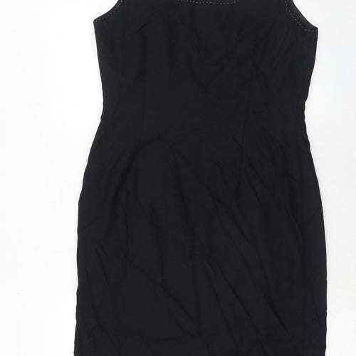 Lakeland Womens Black Viscose A-Line Size 14 Round Neck Zip