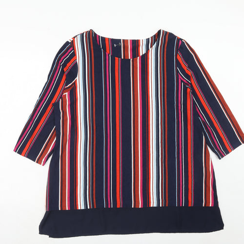 Bonmarché Womens Multicoloured Striped Viscose Basic Blouse Size 20 Boat Neck