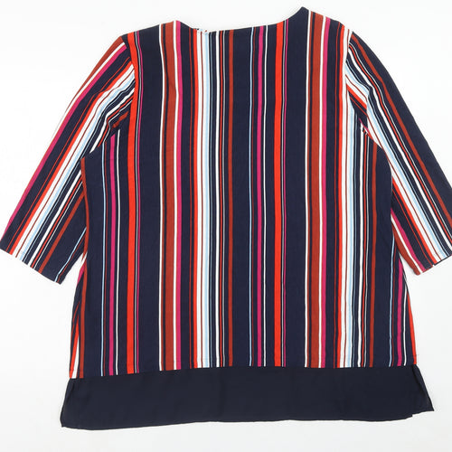 Bonmarché Womens Multicoloured Striped Viscose Basic Blouse Size 20 Boat Neck