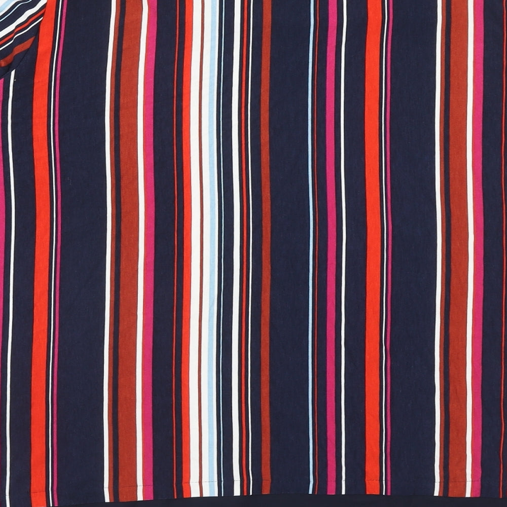 Bonmarché Womens Multicoloured Striped Viscose Basic Blouse Size 20 Boat Neck