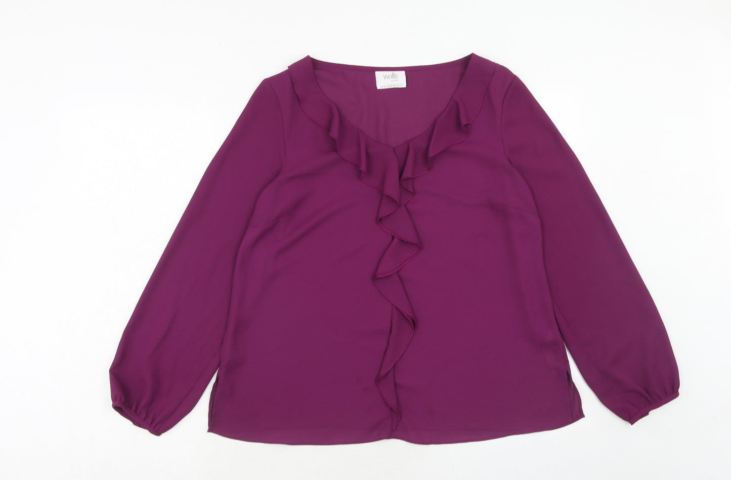 Wallis Womens Purple Polyester Basic Blouse Size 14 V-Neck
