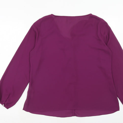 Wallis Womens Purple Polyester Basic Blouse Size 14 V-Neck