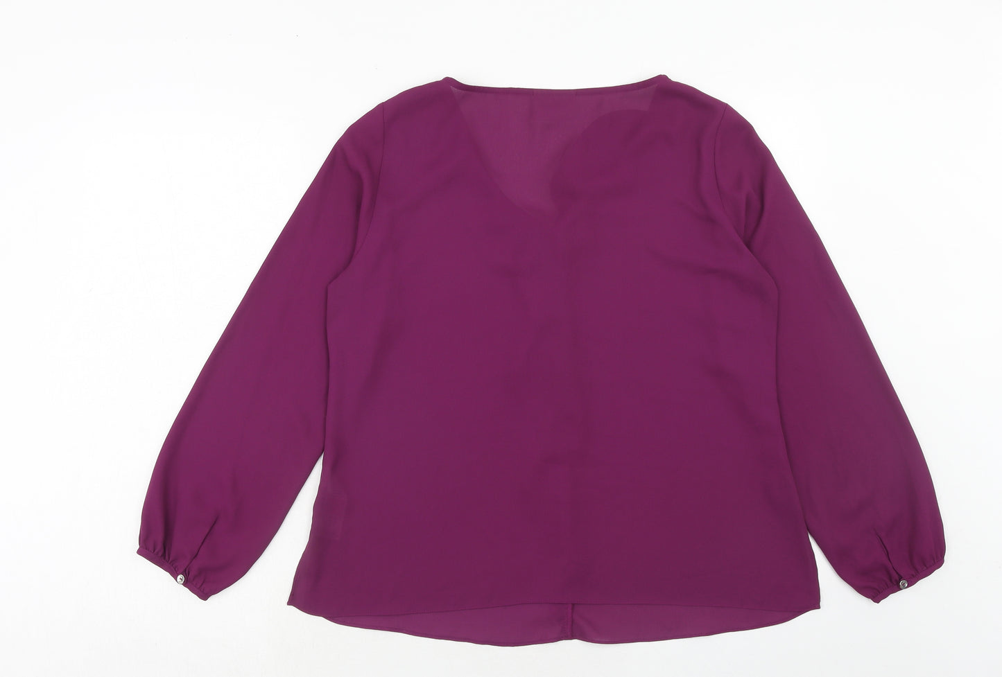 Wallis Womens Purple Polyester Basic Blouse Size 14 V-Neck