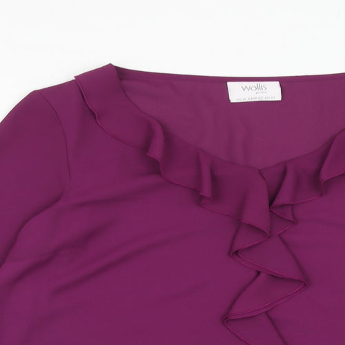 Wallis Womens Purple Polyester Basic Blouse Size 14 V-Neck