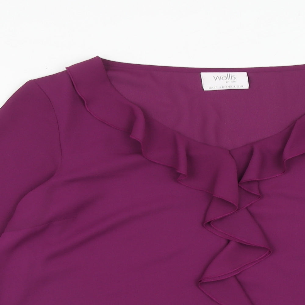 Wallis Womens Purple Polyester Basic Blouse Size 14 V-Neck
