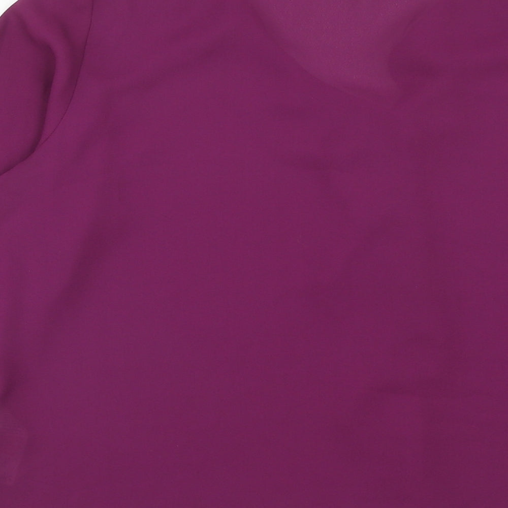 Wallis Womens Purple Polyester Basic Blouse Size 14 V-Neck