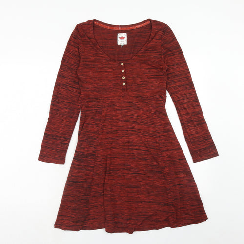 Debenhams Womens Red Viscose Skater Dress Size 8 Round Neck Pullover