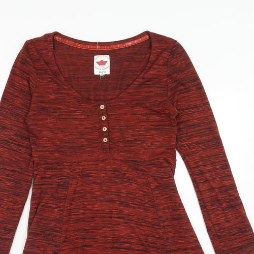 Debenhams Womens Red Viscose Skater Dress Size 8 Round Neck Pullover