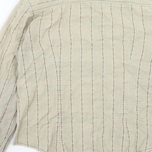 Urban Concept Womens Green Striped Cotton Basic Button-Up Size 16 Collared