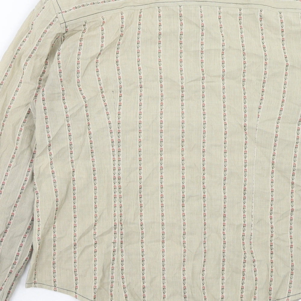 Urban Concept Womens Green Striped Cotton Basic Button-Up Size 16 Collared