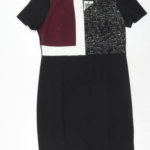 Debenhams Womens Purple Colourblock Polyester A-Line Size 16 Round Neck Zip