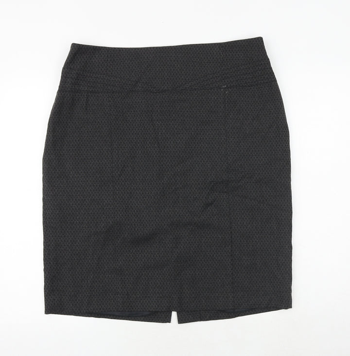 NEXT Womens Grey Geometric Polyester A-Line Skirt Size 38 in Zip