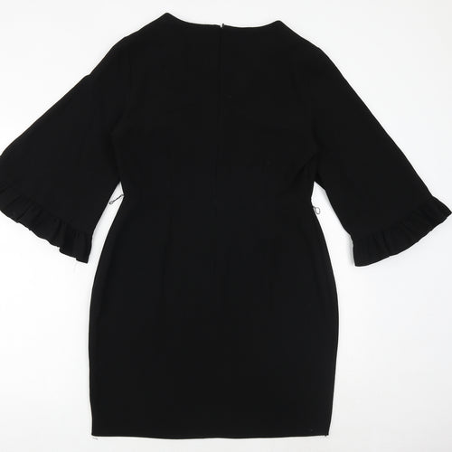 ASOS Womens Black Polyester Sheath Size 12 V-Neck Zip - Wide Sleeve