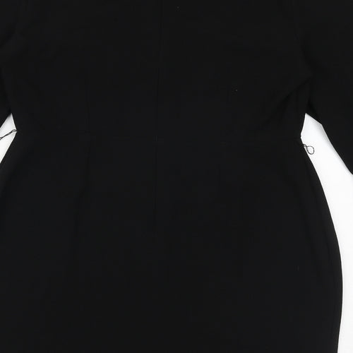 ASOS Womens Black Polyester Sheath Size 12 V-Neck Zip - Wide Sleeve