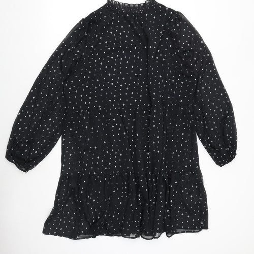 Marks and Spencer Womens Black Geometric Polyester A-Line Size 20 V-Neck Pullover