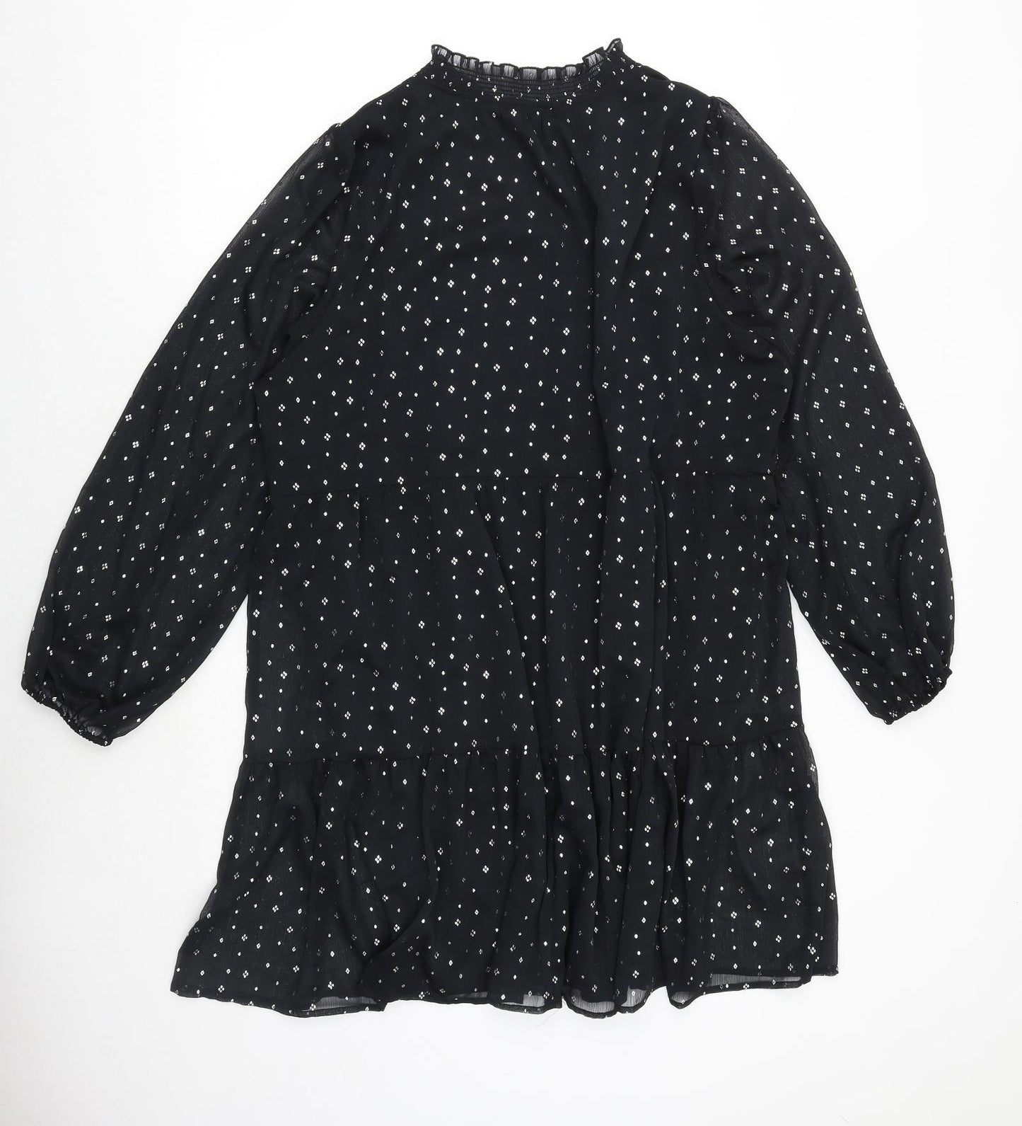 Marks and Spencer Womens Black Geometric Polyester A-Line Size 20 V-Neck Pullover