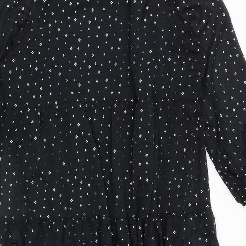Marks and Spencer Womens Black Geometric Polyester A-Line Size 20 V-Neck Pullover
