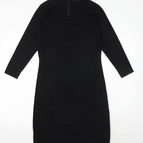Monsoon Womens Black Polyester Sheath Size S Mock Neck Zip - Lace Detail
