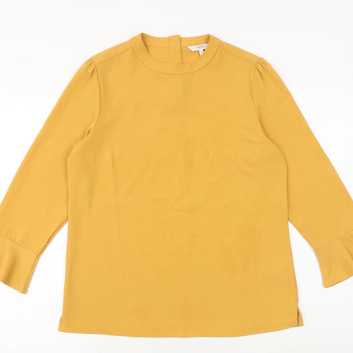 NEXT Womens Yellow Polyester Basic Blouse Size 10 Round Neck