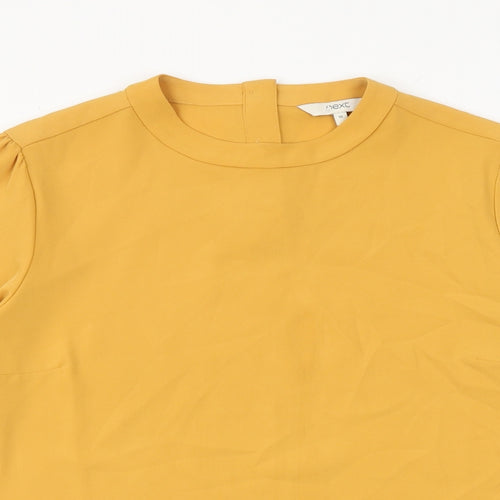 NEXT Womens Yellow Polyester Basic Blouse Size 10 Round Neck