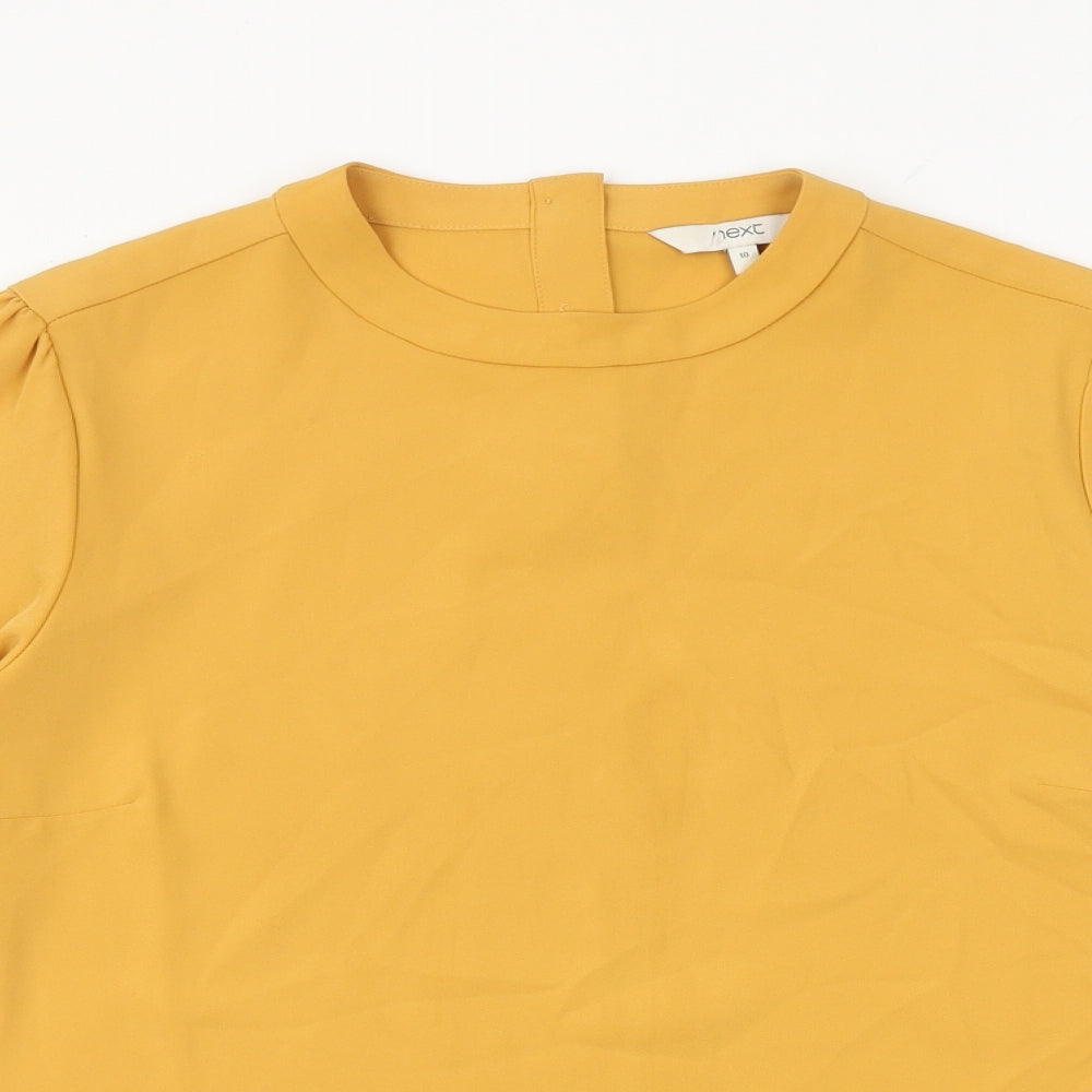 NEXT Womens Yellow Polyester Basic Blouse Size 10 Round Neck