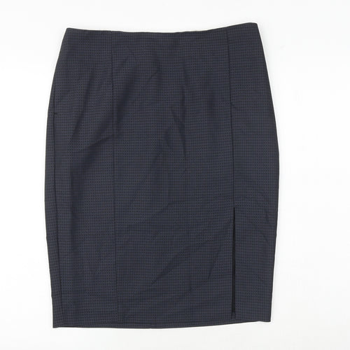 NEXT Womens Blue Geometric Viscose A-Line Skirt Size 12 Zip