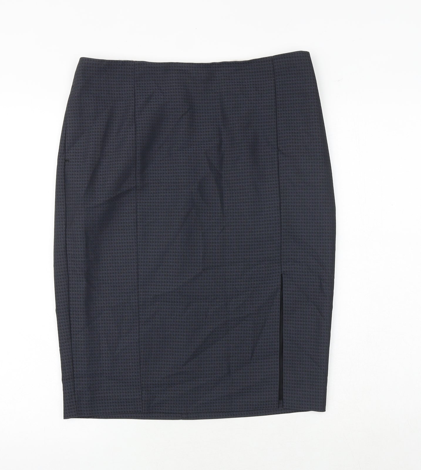 NEXT Womens Blue Geometric Viscose A-Line Skirt Size 12 Zip